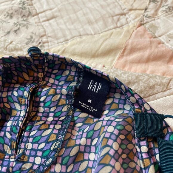 gap vintage y2k 100% silk retro pink green blue fish scale mermaid top medium - Picture 7 of 8